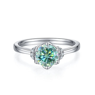 1.0 Ct Round Cut Green Diamond Engagement Ring