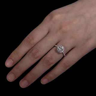 1.0 Ct Round Moissanite Sunflower Engagement Ring