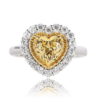 Yellow Sapphire 1.5 ct Heart Shaped Diamond Engagement Ring with Halo