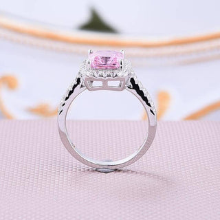 1.5ct Pink Cushion Cut Diamond Engagement Ring with Halo