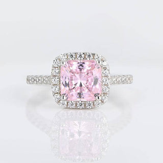 1.5ct Pink Cushion Cut Diamond Engagement Ring with Halo