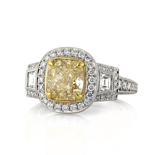 3.45 ct Fancy Yellow Cushion Cut Diamond Engagement Ring Evani Naomi Jewelry