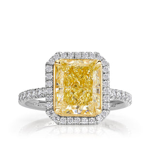 4.0 ct Light Yellow Radiant Cut Diamond 14k White Gold Engagement Ring Evani Naomi Jewelry