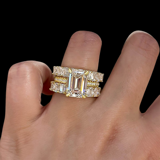 4.0 Ct Emerald Cut 3PC Wedding Set