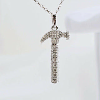 Moissanite Necklace with Hammer Pendant