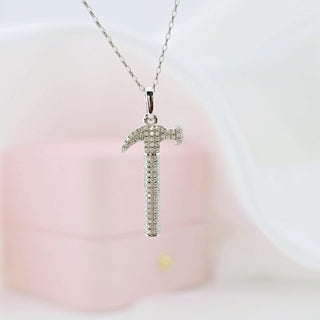 Moissanite Necklace with Hammer Pendant