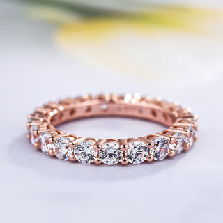 Round Cut Full Eternity Rose Gold Stackable Wedding Band