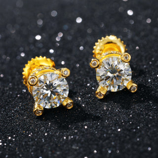 1.0 Ct Round Moissanite Diamond Stud Earrings