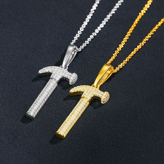 Moissanite Necklace with Hammer Pendant