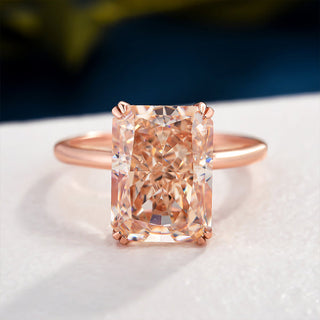 Radiant Cut Champagne Diamond Rose Gold Engagement Ring