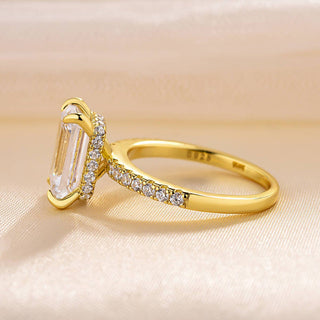 Classic Emerald Cut 4.0 ct Diamond Yellow Gold Engagement Ring