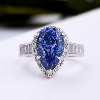 Pear Cut 3.0 ct Aquamarine Blue Diamond Engagement Ring
