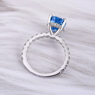 Pear Cut 3.0 ct Blue Sapphire Diamond Engagement Ring