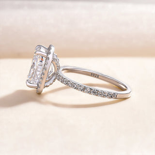 Cushion Cut Created Diamond with Halo Engagement Ring