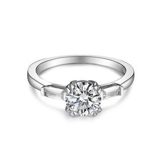 White Gold Engagement Ring with Round Cut Moissanite