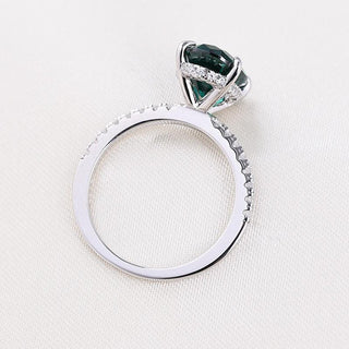 Classic Oval Cut 3.5ct Emerald Green Diamond Bridal Set