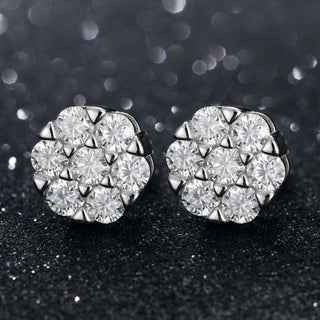 Flower Shaped Moissanite Diamond Stud Earrings