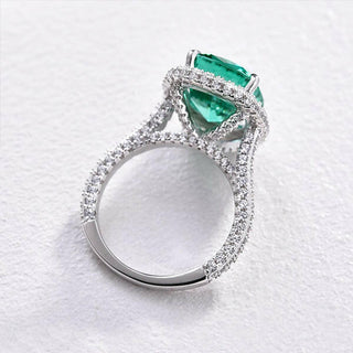 Cushion Cut Paraiba Tourmaline Diamond with Halo Engagement Ring