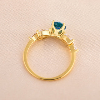 Yellow Gold Round Cut Montana Blue Sapphire Vintage Engagement Ring