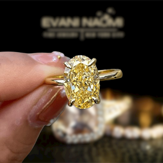 Oval Cut 3.5ct Yellow Created Diamond Yellow Gold Engagement Ring