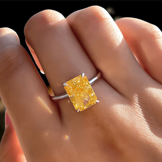 Radiant Cut 5.0ct Yellow Sapphire White Gold Engagement Ring