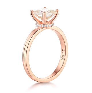 14K Rose Gold 1.0 Ct Princess Cut Diamond Engagement Ring