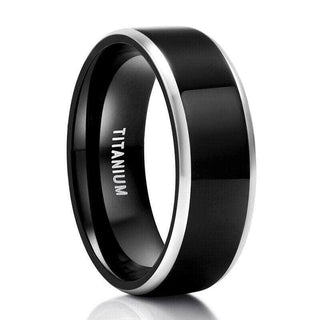 Black Polished Unisex Titanium Wedding Band