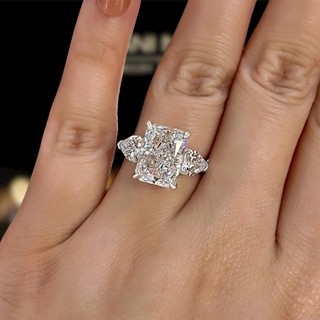 Radiant Cut & Heart Cut 3.0ct Diamond Three Stone Engagement Ring