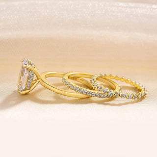 Oval Cut 3.5ct Created Diamond 3 Pieces Yellow Gold Bridal Set