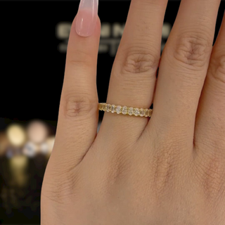 Simple Eternity Oval Cut Yellow Gold Wedding Band