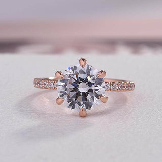 Round Cut 2.5 ct Created Diamond Rose Gold Engagement Ring