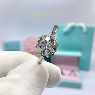 Round Cut 2.0 Ct Moissanite with Snowflake Engagement Ring