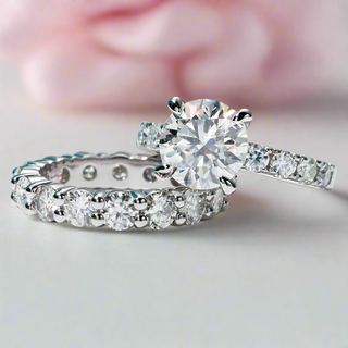 3.5 ct Round Moissanite Engagement Ring Set