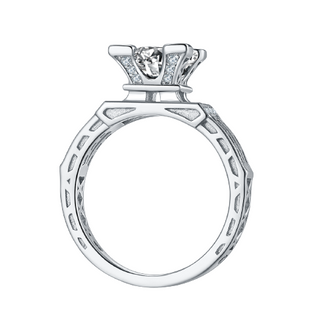 1.0 Ct Round & Baguette Diamond Engagement Ring