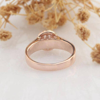 0.5 Ct Moissanite 14k Rose Gold Halo Engagement Ring