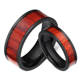 Vintage Unisex Titanium Wedding Band with Wood inlay