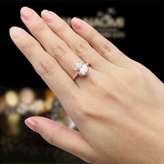 Classic 18K Rose Gold Oval Moissanite Halo Engagement Ring