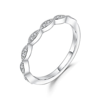 Scalloped Round Moissanite Stackable Wedding Band