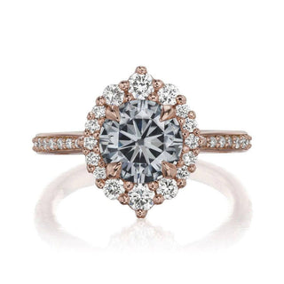 1.3 Ct Round Cut Moissanite Halo Vintage Engagement Ring