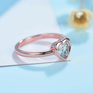 14K Rose Gold Heart Moissanite Promise Ring