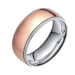 8mm Simple Domed Rose Gold Titanium Wedding Band