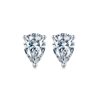 1.0 Ct Pear Moissanite Classic Stud Earrings and Necklace