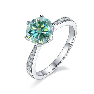 3.0 Ct Green Round Cut Diamond Engagement Ring