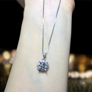 1.0 Ct Round Moissanite Diamond Pendant Necklace