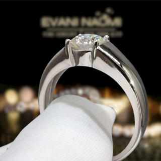 1.0 Carat Round Cut Moissanite Men's Wedding Ring