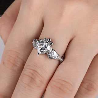 2.0 Ct Heart Cut Moissanite Celtic Knot Crown Engagement Ring