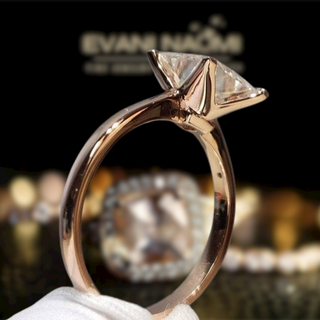 2.0 Ct Princess Cut Moissanite 18K Rose Gold Engagement Ring
