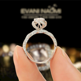 18k White Gold Round Moissanite Twist Engagement Ring