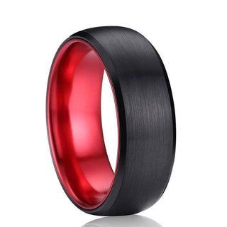 Black & Red Brushed Tungsten Men's Wedding Band