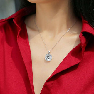 5.0 Ct Round Moissanite Square Pendant Necklace